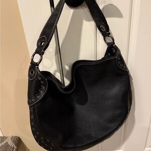 Stylish Black Leather Hobo Bag